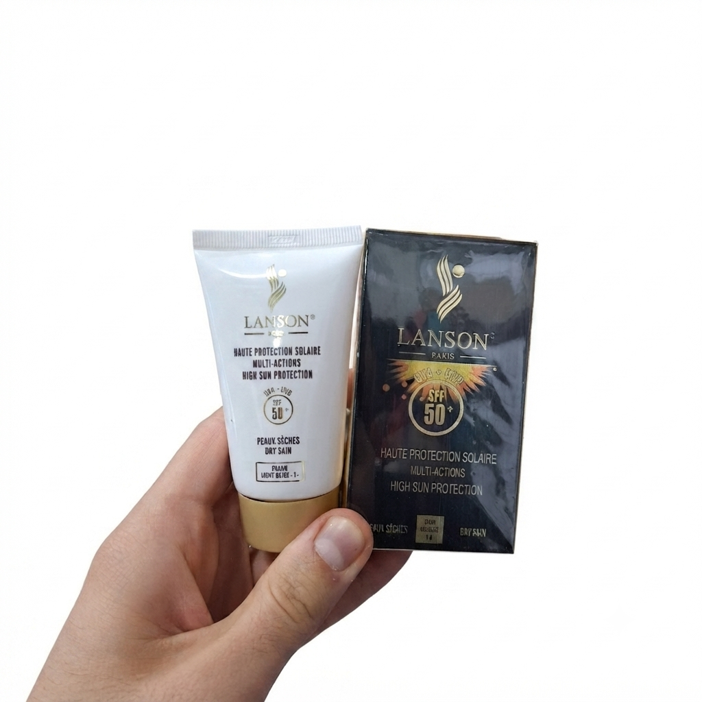 کرم ضد آفتاب رنگی لانسون SPF 50 با محافظت UVA UVB و پوشش طبیعی مناسب انواع پوست