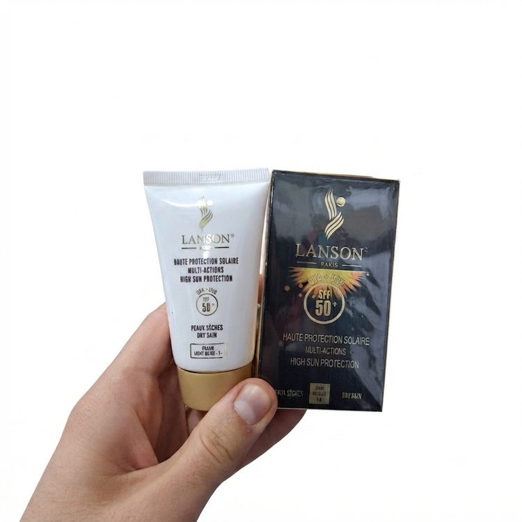 کرم ضد آفتاب رنگی لانسون SPF 50 با محافظت UVA UVB و پوشش طبیعی مناسب انواع پوست