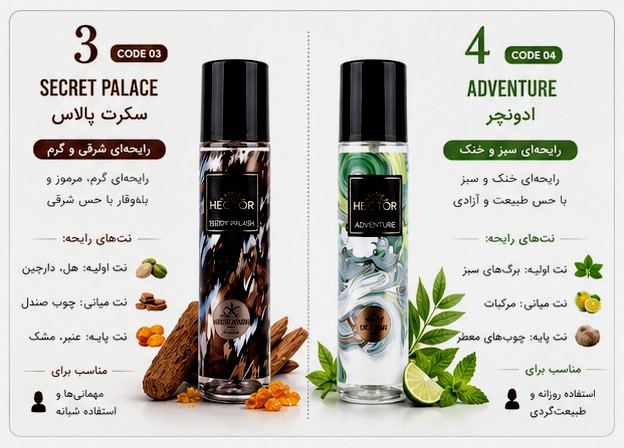 بادی اسپلش هکتور HECTOR با رایحه ماندگار و آبرسان بدن