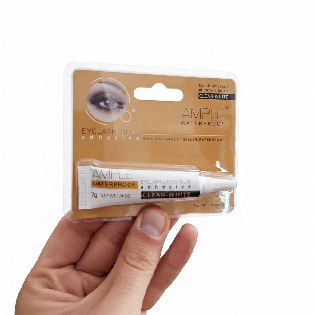 چسب مژه آمپل بی‌رنگ ضد آب AMPLE Waterproof Clear 7 گرمی مناسب انواع مژه مصنوعی در آرایشی نرگسی