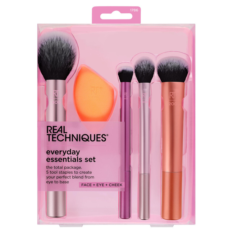 ست براش آرایشی ریل تکنیکس Everyday Essentials به همراه اسفنج آرایشی مناسب کرم پودر، کانتور، رژگونه و سایه چشم در آرایشی نرگسی کرمانشاه