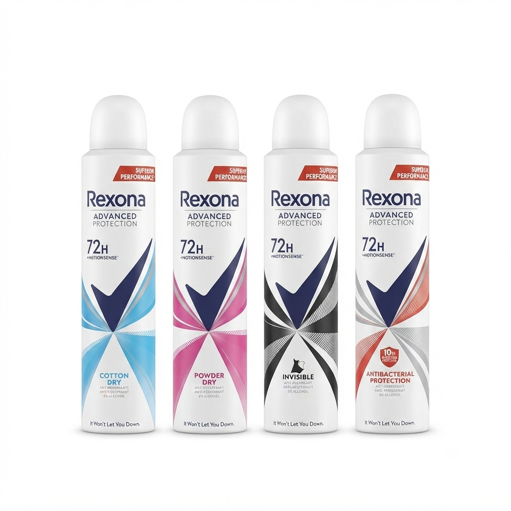 اسپری ضد تعریق رکسونا Advanced Protection با فناوری MotionSense و ماندگاری 72 ساعته در چهار رایحه در آرایشی نرگسی