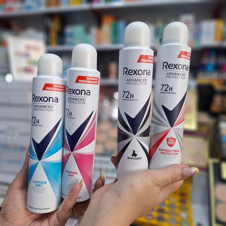 اسپری ضد تعریق رکسونا Advanced Protection با فناوری MotionSense و ماندگاری 72 ساعته در چهار رایحه در آرایشی نرگسی