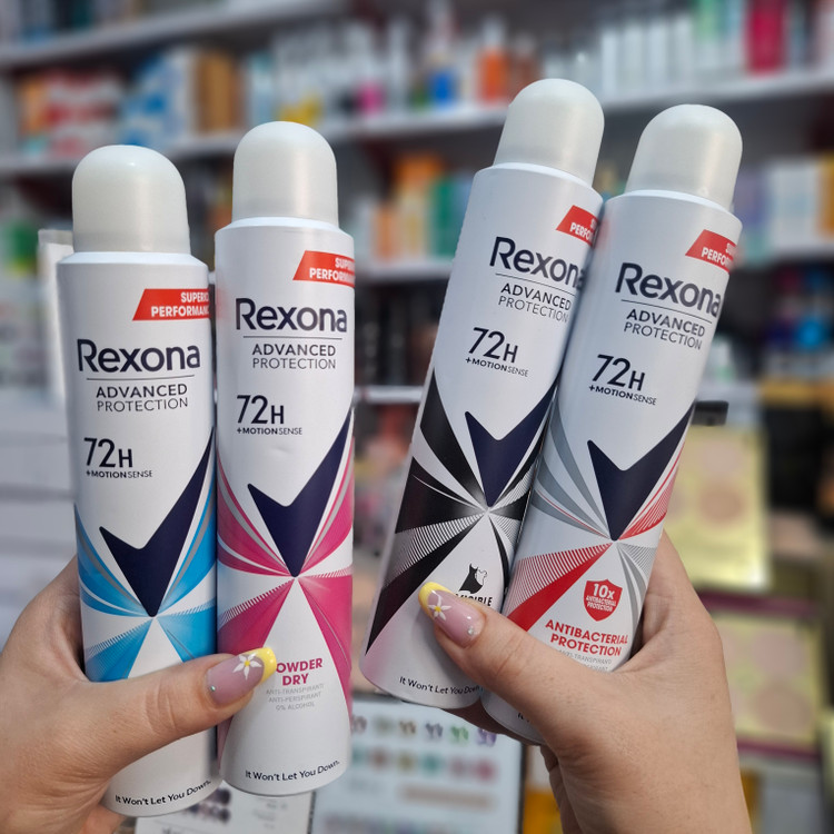 اسپری ضد تعریق رکسونا Advanced Protection با فناوری MotionSense و ماندگاری 72 ساعته در چهار رایحه در آرایشی نرگسی