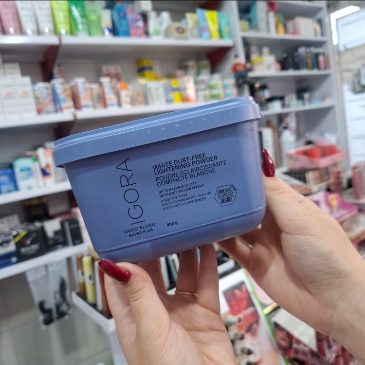 قوطی پلاستیکی پودر دکلره ۴۵۰ گرمی ایگورا شوارتسکف مدل Vario Blond Super Plus در فروشگاه آرایشی نرگسی کرمانشاه