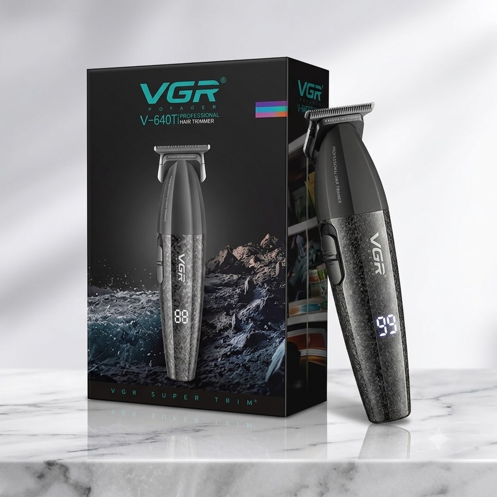 خط زن حرفه ای VGR V-640T مشکی با تیغه DLC و نمایشگر LED در آرایشی نرگسی کرمانشاه