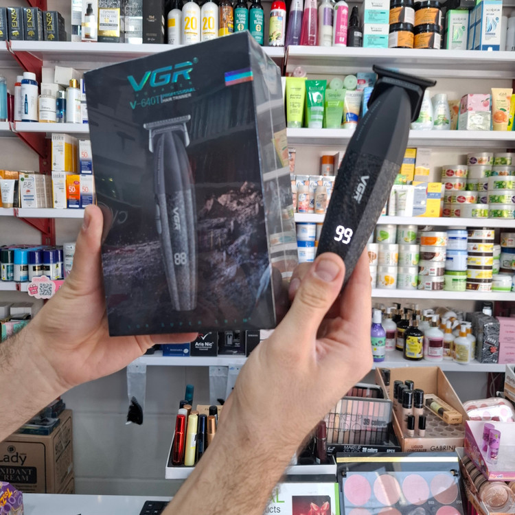 خط زن حرفه ای VGR V-640T مشکی با تیغه DLC و نمایشگر LED در آرایشی نرگسی کرمانشاه