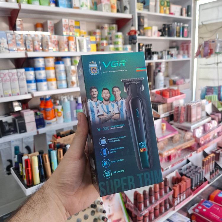 ماشین اصلاح حرفهای VGR مدل V-930 رنگ مشکی و آبی متالیک در آرایشی نرگسی کرمانشاه