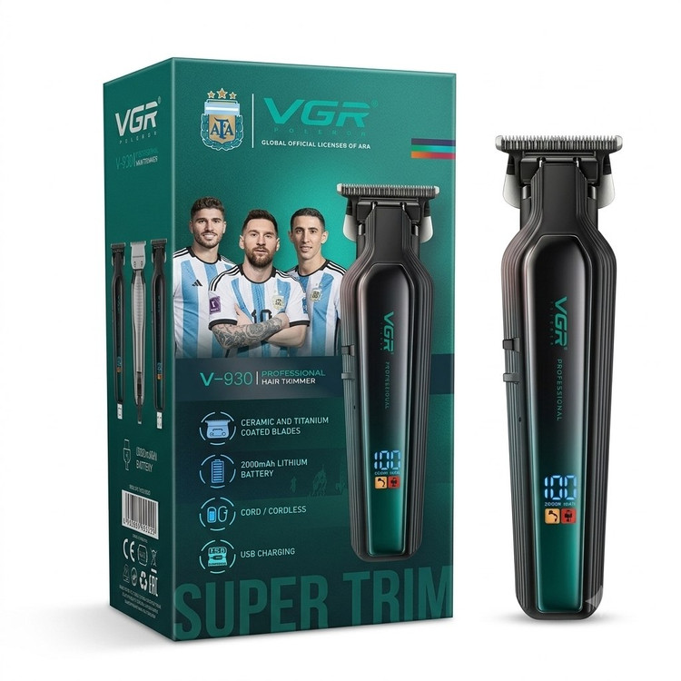 ماشین اصلاح حرفهای VGR مدل V-930 رنگ مشکی و آبی متالیک در آرایشی نرگسی کرمانشاه